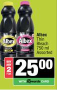 Albex Thin Bleach Assorted-For Any 2 x 750ml