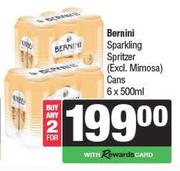 Bernini Sparkling Spritzer Cans-For 2 x 6 x 500ml