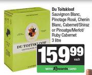 Du Toitskloof Sauv,Pino Rose,Chenin,Cab/Shiraz Or Pino,Merlot,Ruby Cabernet-3L