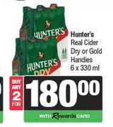 Hunter's Real Cider Dry Or Gold Handies-For 2 x 6 x 330ml