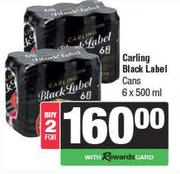 Carling Black Label Cans-For 2 x 6 x 500ml
