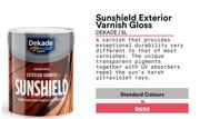 Dekade Sunshield Exterior Varnish Gloss (Standard Colours)-5L
