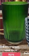 Ribbed Green Vase 19cm
