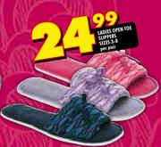 Ladies Open Toe Slippers Sizes 3-8 Per Pair