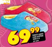 Tweety Ladies Clog Slippers Sizes 3-8 Per Pair