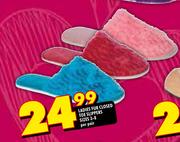 Ladies Fur Closed Toe Slippers Sizes 3-8 Per Pair