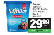 Danone Nutriday Smooth, Fruit Or Plain Yoghurt Assorted-900g