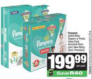 Pampers Active Baby Diapers Or Pants Value Pack Assorted Sizes