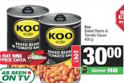 Koo Baked Beans In Tomato Sauce-For 2 x 400g