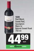 1659 Red Blend, Sweet Red, Sauvignon Blanc Or Natural Sweet Rose-750ml