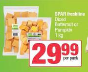 Spar Freshline Diced Butternut Or Pumpkin-1Kg Per Pack