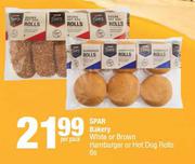 Spar Bakery White Or Brown Hamburger Or Hot Dog Rolls-6's Per Pack