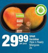 Spar Freshline Ripe N Ready Mangoes-2s Per Pack