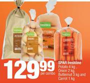 Spar Freshline Potato 4kg, Onion 2kg, Butternut 3kg And Carrot 1kg-Per Combo