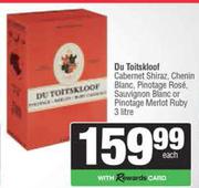 DuToitskloof Cabrnet Shiraz,Chenin Blanc,Pinotage Rose,Sauvignon Blanc,Pinotage Merlot Ruby-3Ltr EA