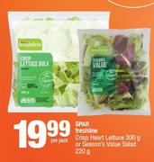Spar Freshline Crisp Heart Lettuce 300g Or Season's Value Salad 220g-Per Pack