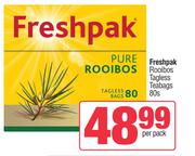 Freshpak Rooibos Tagless Teabags-80 Per Pack