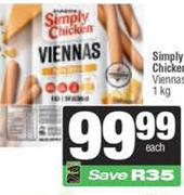 Simply Chicken Viennas-1kg Each