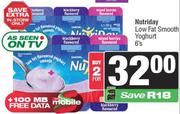 Nutriday Low Fat Smooth Yoghurt-For 2 x 6s