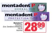 Mentadent P Toothpaste (Excl. Sensitive & Whitening) Assorted-100ml Each