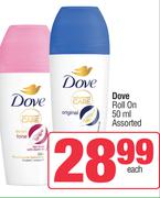Dove Roll On Assorted-50ml Each