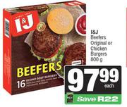 I&J Beefers Original Or Chicken Burgers-800g