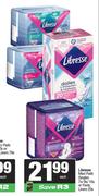 Libresse Maxi Pads Singles 7s/9s/10s Or Pantyliners 20s