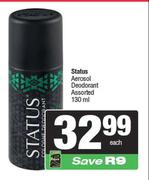 Status Aerosol Deodorant Assorted-130ml