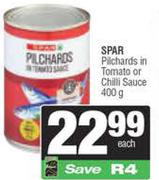 Spar Pilchards In Tomato Or Chilli Sauce-400g Each