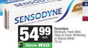 Sensodyne Multicare, Fresh Mint, Clean &   Fresh, Whitening Or Natural White-75ml Each