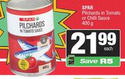 Spar Pilchards In Tomato Or Chilli Sauce-400g