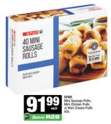 Spar Mini Sausage Rolls,Mini Chicken Rolls Or Mini Cheese Puffs-40s Each