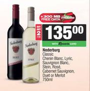 Nederburg Classic Chenin Blanc,Lyric,Sauvignon,Stein,Rose,Cab Sauv,Duet Or Merlot-For 2 x 750ml