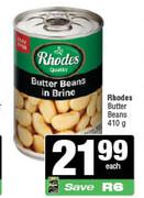Rhodes Butter Beans-410g Each