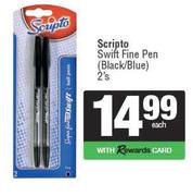 Scripto Swift Fine Pen Black/Blue-2s