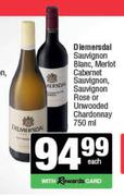 Diemersdal Sauvignon Blanc,Merlot Cabernet Sauvignon,Rose Or Unwooded Chardonnay-750ml Each