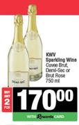 KWV Sparkling Wine Cuvee Brut Demi Sec Or Brut Rose-For 2 x 750ml