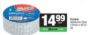 Scripto Adhesive Tape 12mm x 33m-3s Pack