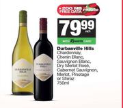Durbanville Hills Chardonnay,Chenin Blanc,Sauv Blanc,Dry Merlot Rose,Cab Sauv,Merlot,Pinotage-750ml