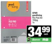 Spar Good Living Filo Pad A4 150 Page-1s Each