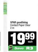 Spar Good Living Contact Paper Clear-2m Each