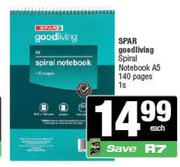Spar Good Living Spiral Notebook A5 140 Pages-1s Each