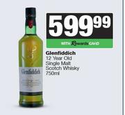 Glenfiddich 12 Year Old Single Malt Scotch Whisky-750ml