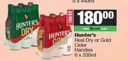 Hunter's Real Dry Or Gold Cider Handies-For 2 x 6 x 330ml