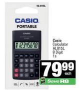 Casio Calculator HL815L 8 Digit-1s Each