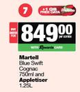 Martell Blue Swift Cognac 750ml & Appletiser 1.25L-Both For
