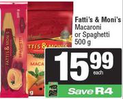 Fatti's & Moni's Macaroni Or Spaghetti-500g Each