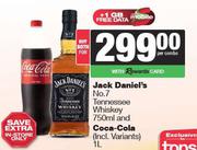 Jack Daniel's No.7 Tennessee Whisky 750ml & Coca Cola 1L-Both For