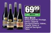 Olive Brook Shiraz/Cad,Pino,Merlot,Cab Sauv/Malbec,Cinsault,Shiraz Or Cab Sauv-750ml Each