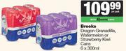 Brooks Dragon Granadilla, Watermelon Or Strawberry Kiwi Cans 6 x 300ml-Per Pack